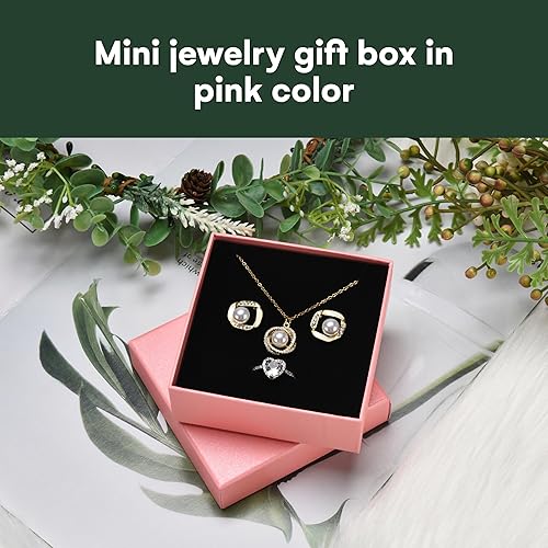 Miniatura 2 de Dawhud Direct Pequeñas cajas de regalo de joyería Caja de embalaje de joyería de cartón para aretes, collar, pulsera y anillo de boda Pequeña y