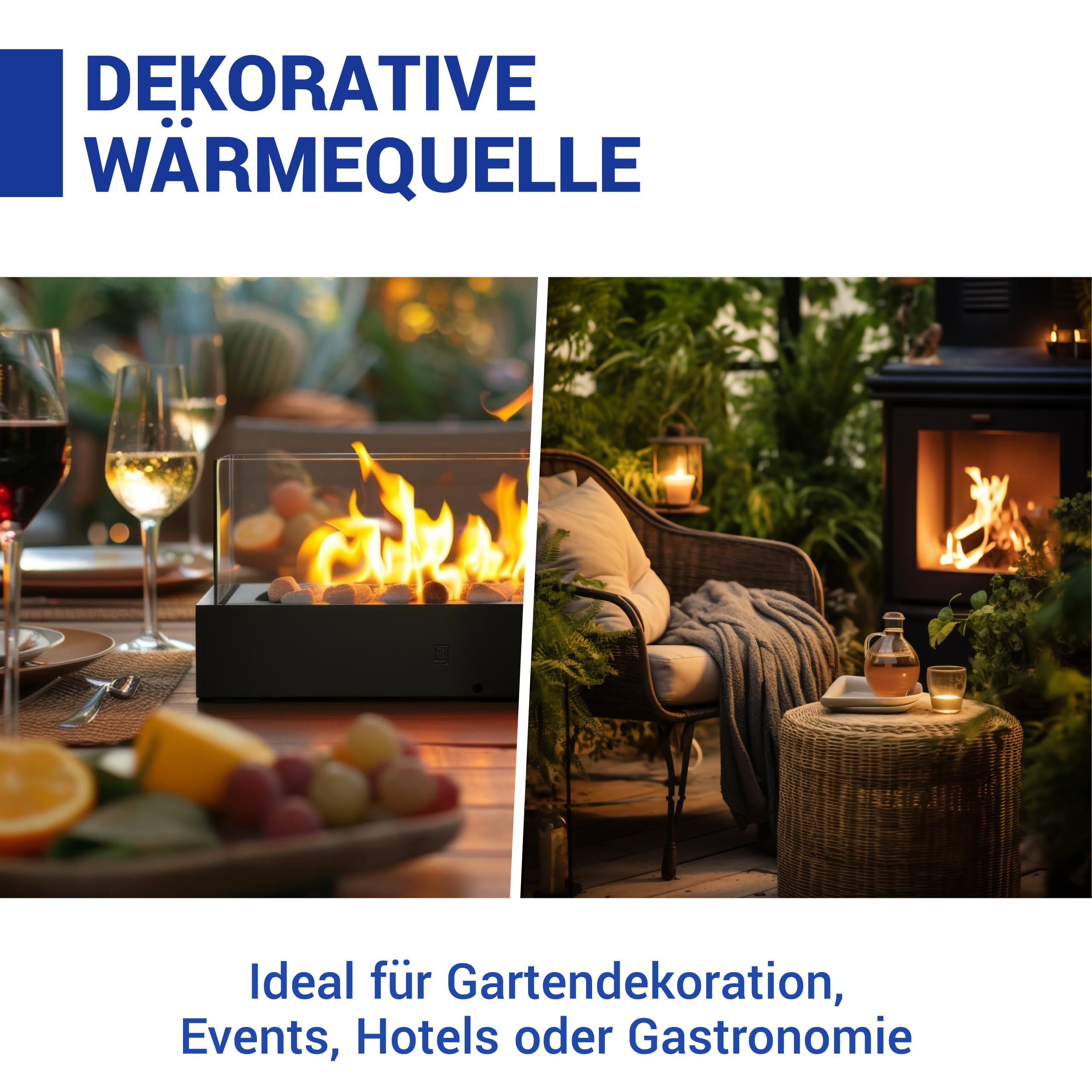 wolk Bioethanol 5L – Ethanol Kamin Brennstoff, Rußfrei & Geruchsneutral | Bio Ethanol 94% vol. aus nachwachsenden Rohstoffen Indoor & Außenbereich