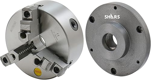 Shars Mandíbulas de torno de desplazamiento autocentrante de 6 pulgadas con 3 mandíbulas de 2 piezas con placa trasera roscada semimecanizada