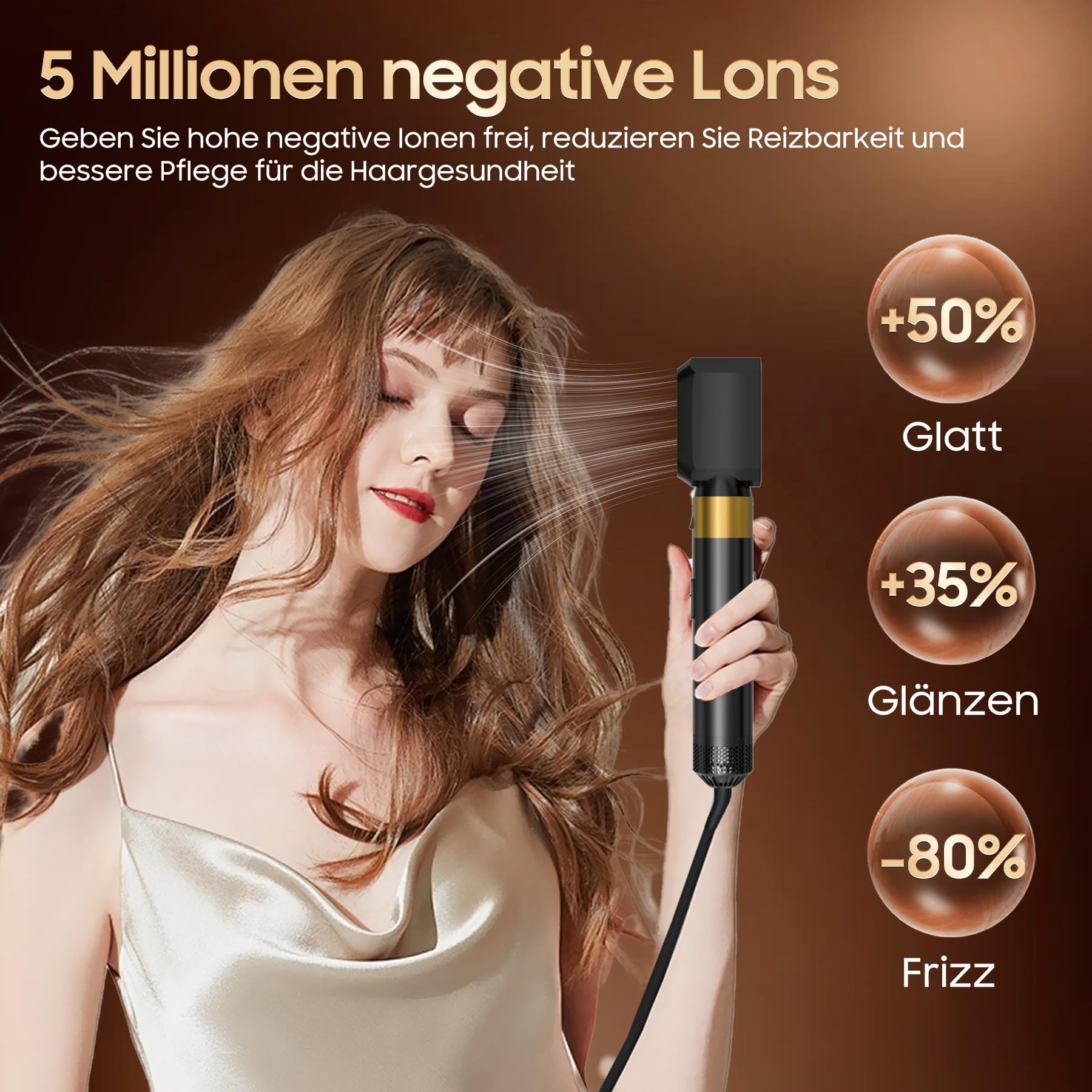 Hair Styler Set Airstyler 5 in 1 con spazzola rotonda per capelli, spazzola ad aria calda, spazzola termica Airflow, ferro arricciacapelli automatico, volume spazzola per asciugacapelli, per