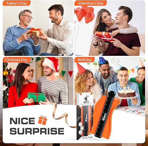Miniatura 4 de JOREST Medidor de contorno con cerradura (10 pulgadas), ideas de regalos para hombres, papá, carpintero, herramienta de perfil para pisos de
