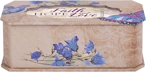 Miniatura 4 de Cottage Garden Faith Hope and Love - Caja musical con purpurina de mariposa y pájaro que reproduce Tune How Great Thou Art