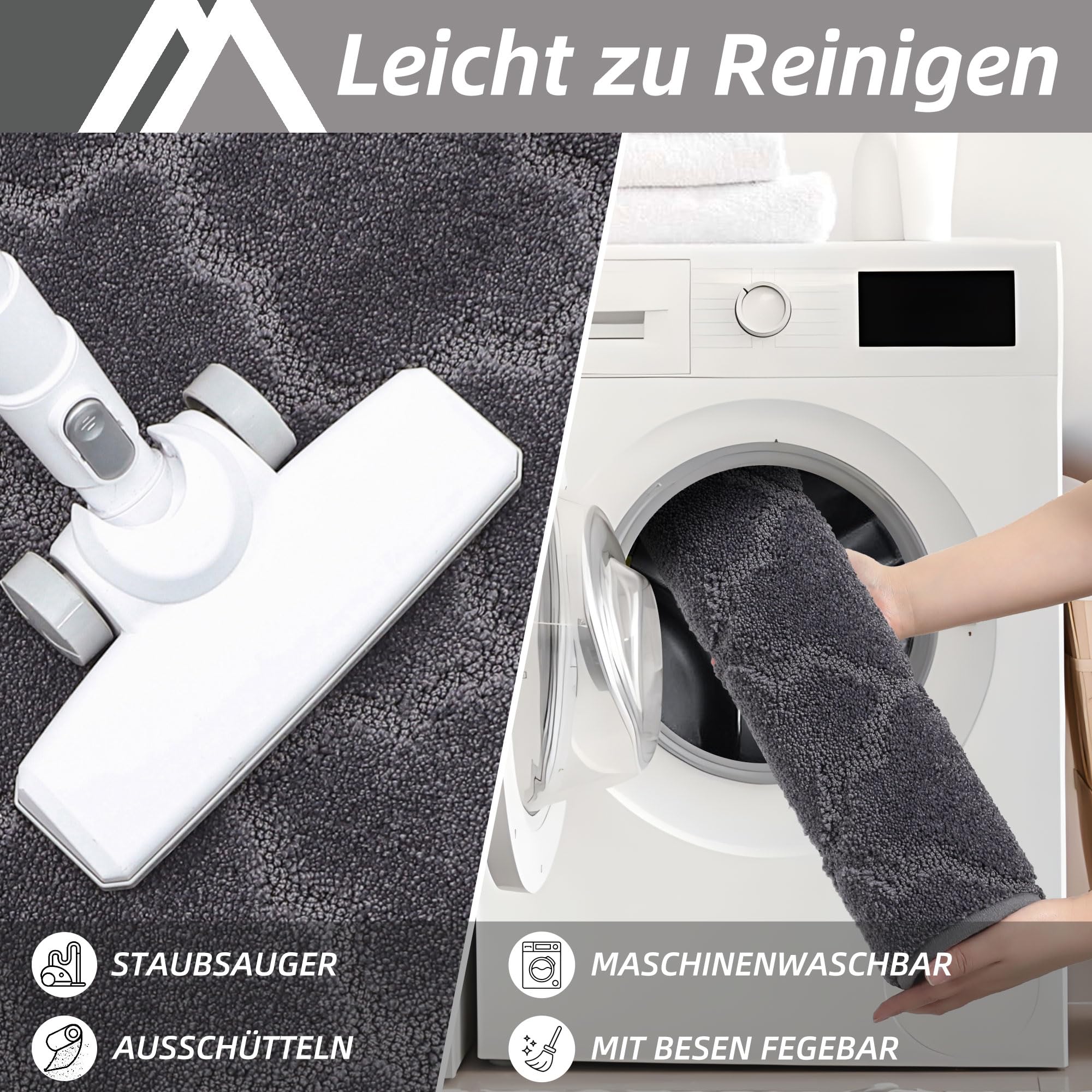 Fussmatte 50x80 COSY HOMEER Küchenteppich Rutschfest, 50 X 80 Cm Küchenläufer Waschbar, Schmutzabweisend Läufer Küche Maschinenwaschbar Für Küche, Waschküche, Eingang, Flur, Blau Fussmatte Innen Grau