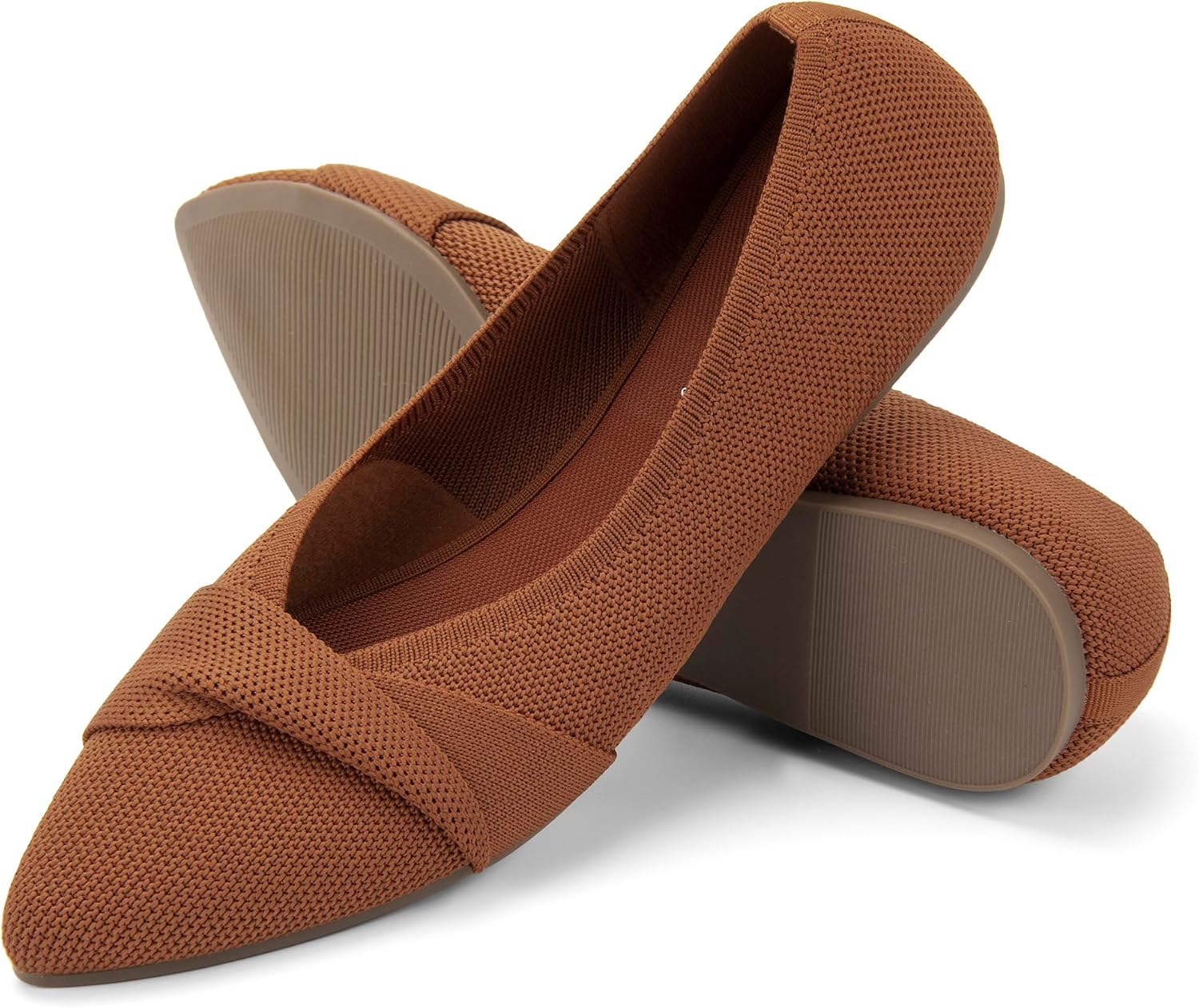 Women's Pointed Toe Knot Breathable Knit Ballet Flats