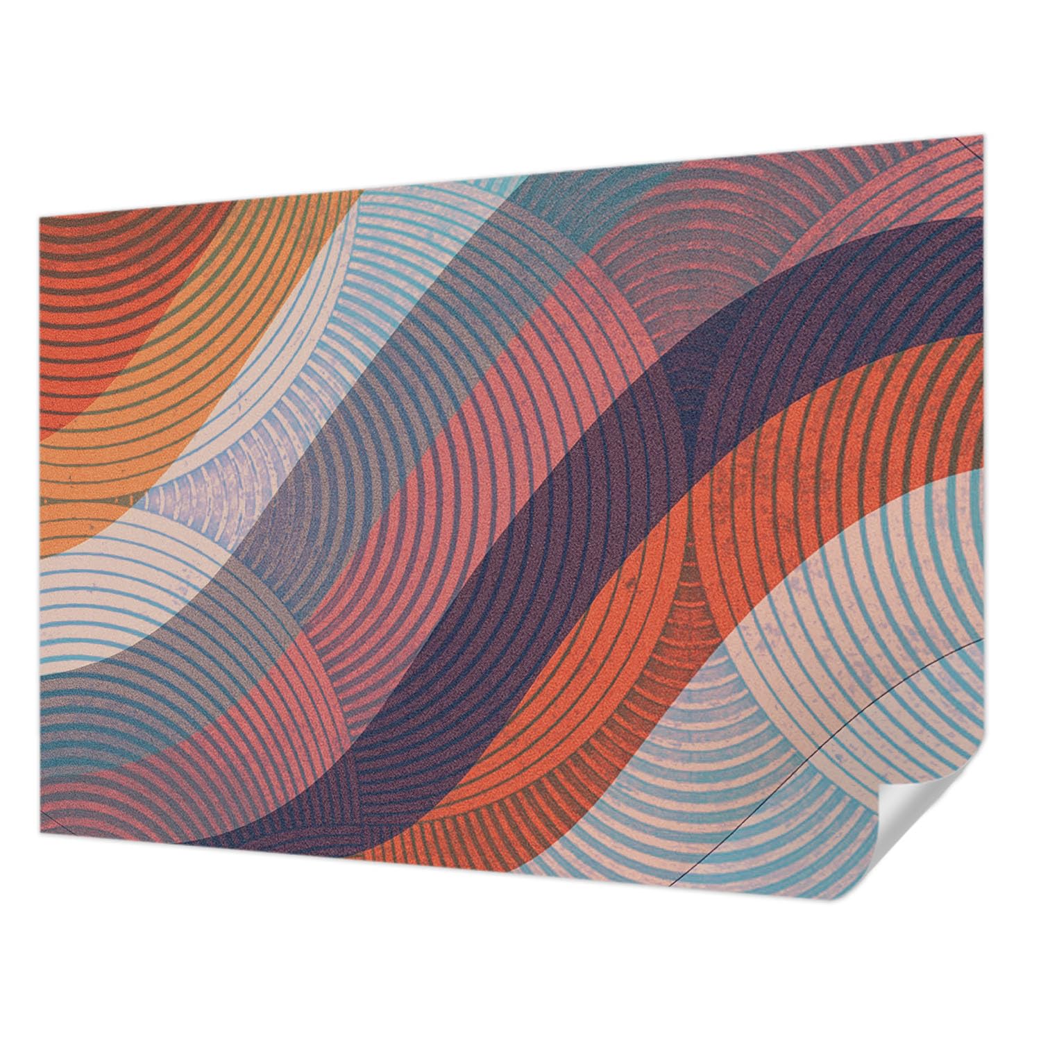 Papier peint panoramique 208x146 cm autocollant résistant et lavable aux motifs vagues colorées