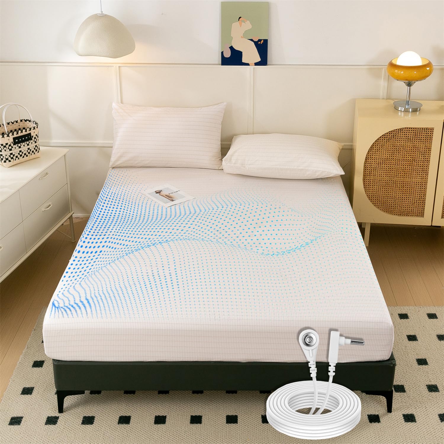 Grounding Sheets, 90% Cotton+10% Silver Fiber Infused,Health Earthing for Better Sleep Quality(White, Queen)