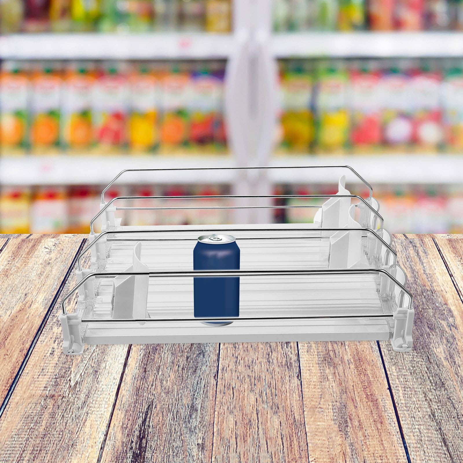 Distributeur Automatique de Boissons Facile à Utiliser Blanc en ABS et Fer, Poussoir de Réapprovisionnement Organise Canettes de Façon Ordonnée pour Supermarchés