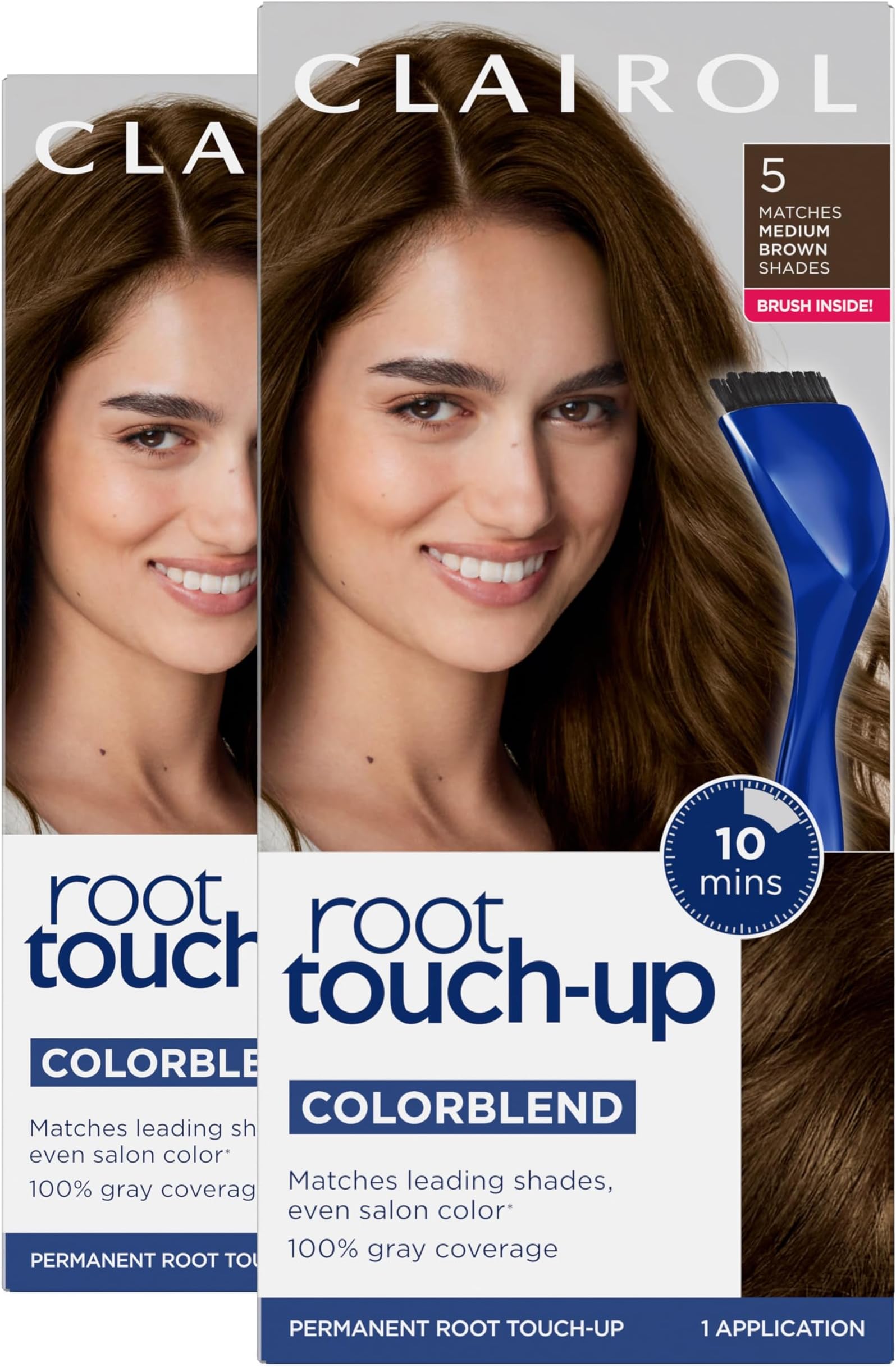 Root Touch-Up by Nice'n Easy Permanent Hair Dye, 5 Medium Brown Hair Color, Pack of 2