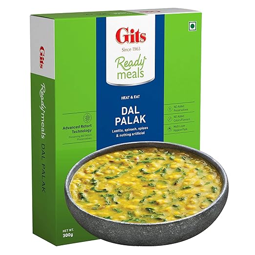 Ready to Eat Dal Palak, Pure Veg Heat and Eat Indian Meal, Microwaveable, 300g