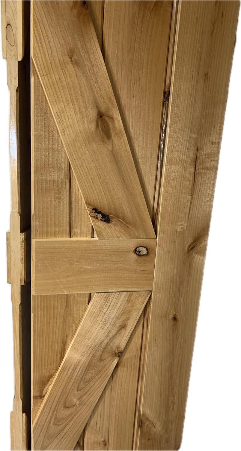 LUBANN 25.5 x 84 High Gloss Finished Rustic Alder Solid Wood Bifold Barn Door Assembled bi-fold barn Door Ready to Install bifolding Door Bifold Door Slab