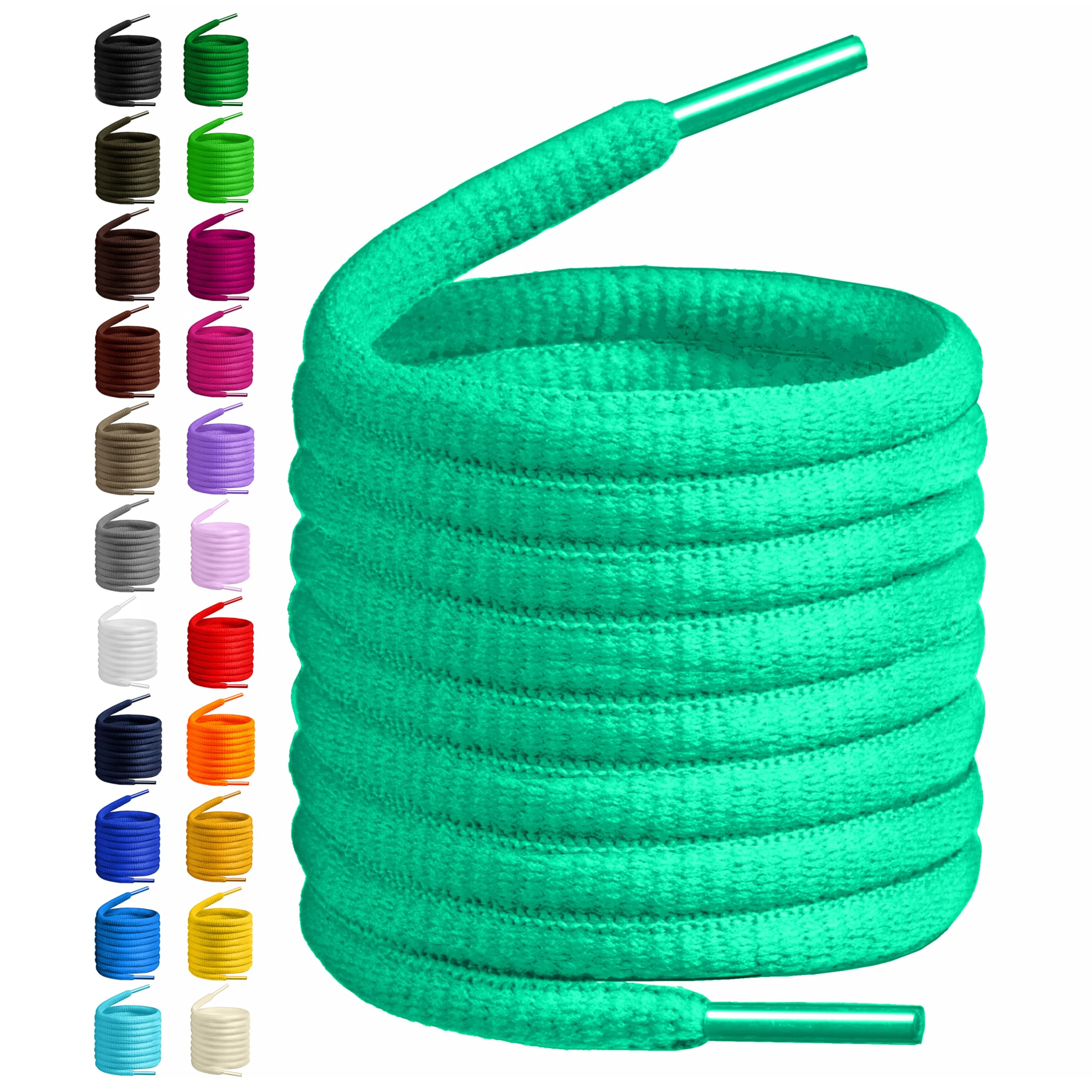 BIRCH's Oval Shoelaces 27 Colors Half Round 1/4" Shoe Laces 4 Different Lengths