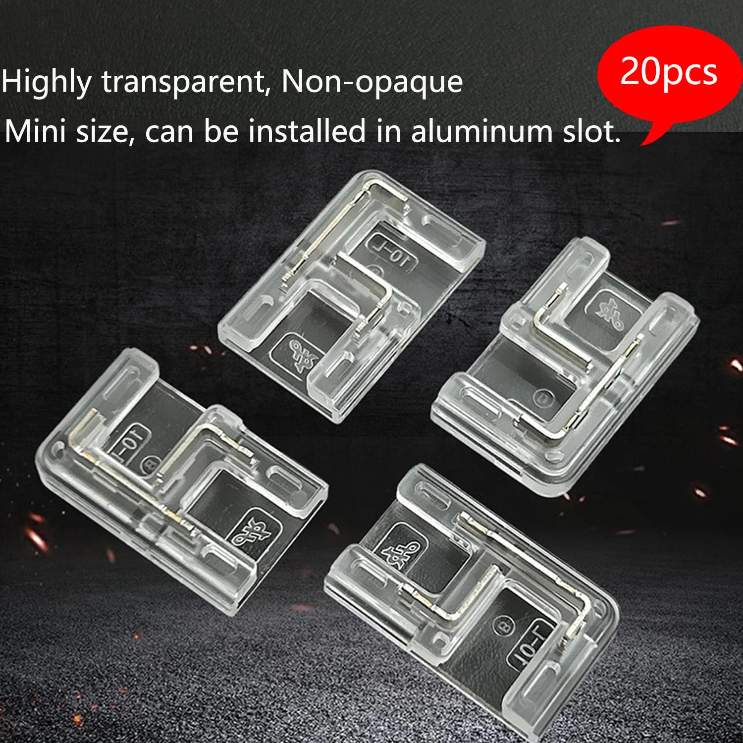 20 connettori a forma di L a 2 pin da 10 mm per strisce luminose LED COB, senza saldature, trasparenti, per strisce di luci SMD COB 5050 ad alta densità (10 mm)