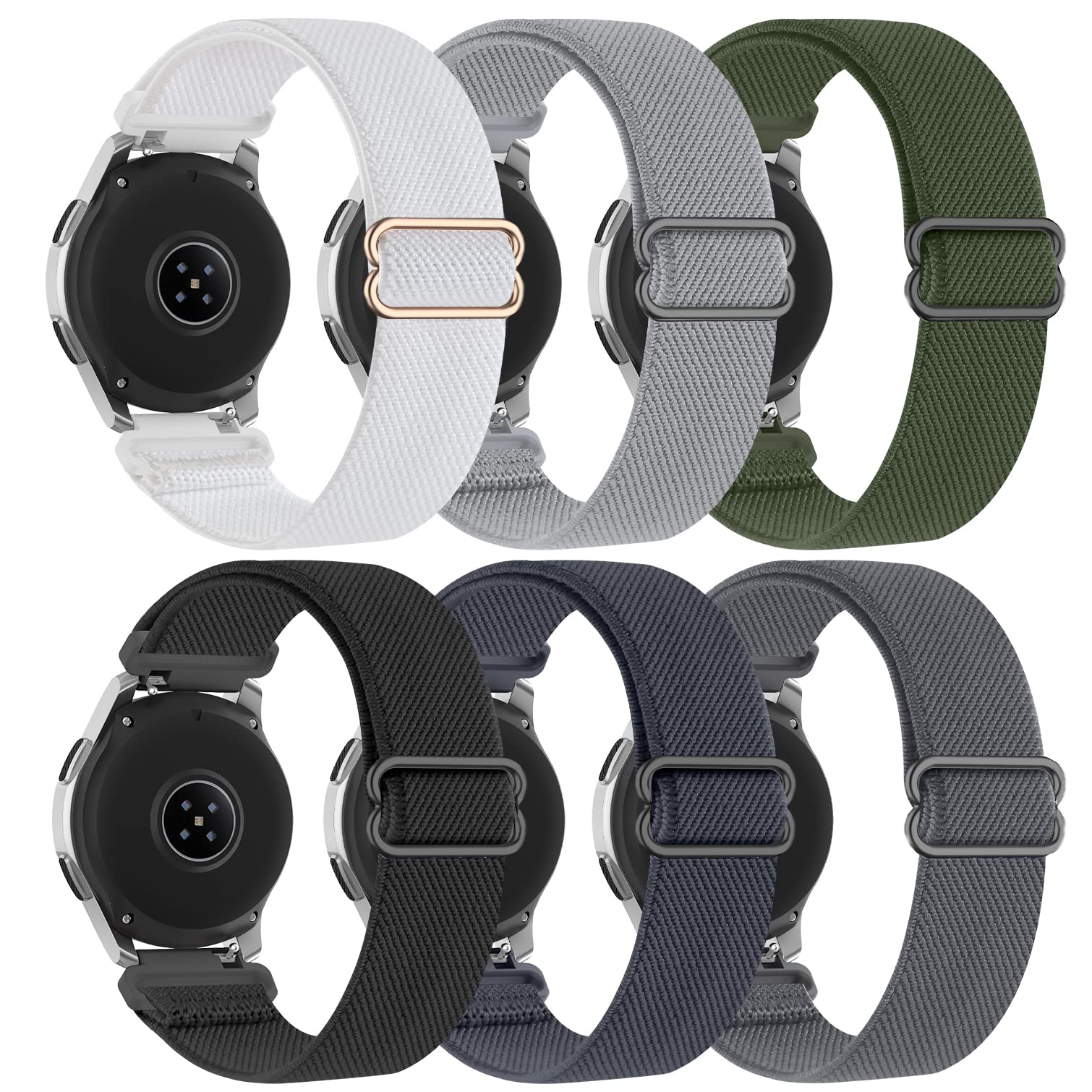 Farluya 6 Pack Watch Bands Compatible with Samsung Galaxy Watch 3 45mm/Galaxy Watch 46mm Bands/Gear S3 Frontier,22mm Stretchy Nylon Watch Straps