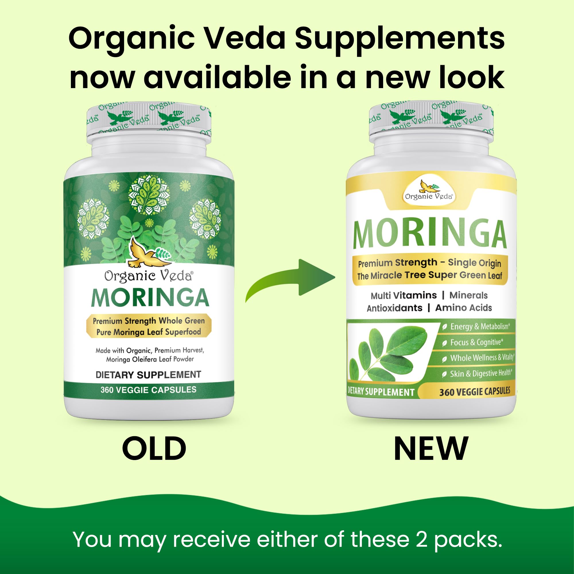 Organic Veda Moringa Capsule 1000mg, 6 Months Supply - True Green Pure Organic Moringa Leaf Superfood - Vitamins & Antioxidants Rich Powder, Energy, Digestion, Brain & Skin Health - 360 Vegan Capsule — Amazon image 2