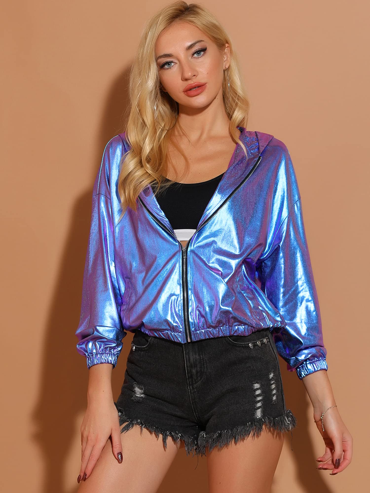 Allegra K Veste décontractée pour femme | Blouson à manches longues avec fermeture éclair