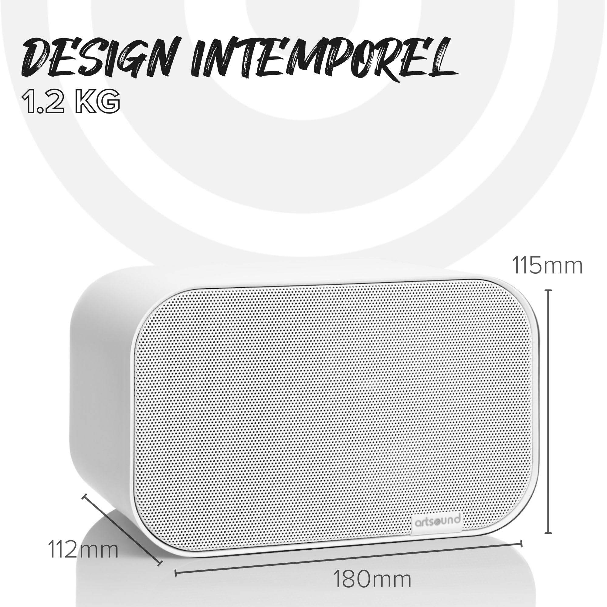 Artsound UNI30, Ensemble de 2 Enceintes passives, Enceinte HiFi 2 Voies, 20-60 Watts, Support Mural avec Articulation à rotule, Convient pour des espaces jusqu'à 40 m² tels Que Cuisine, café,