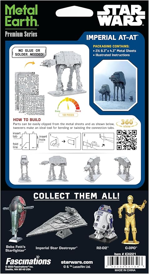 Metal Earth Premium Series Star Wars Imperial AT-AT Kit de Modelo 3D miniatura 8