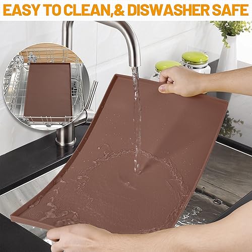 Miniatura 36 de Hubulk Tapete de alimentación para perros, 100% impermeable, de silicona de grado alimenticio, mantel individual para alimentos y agua