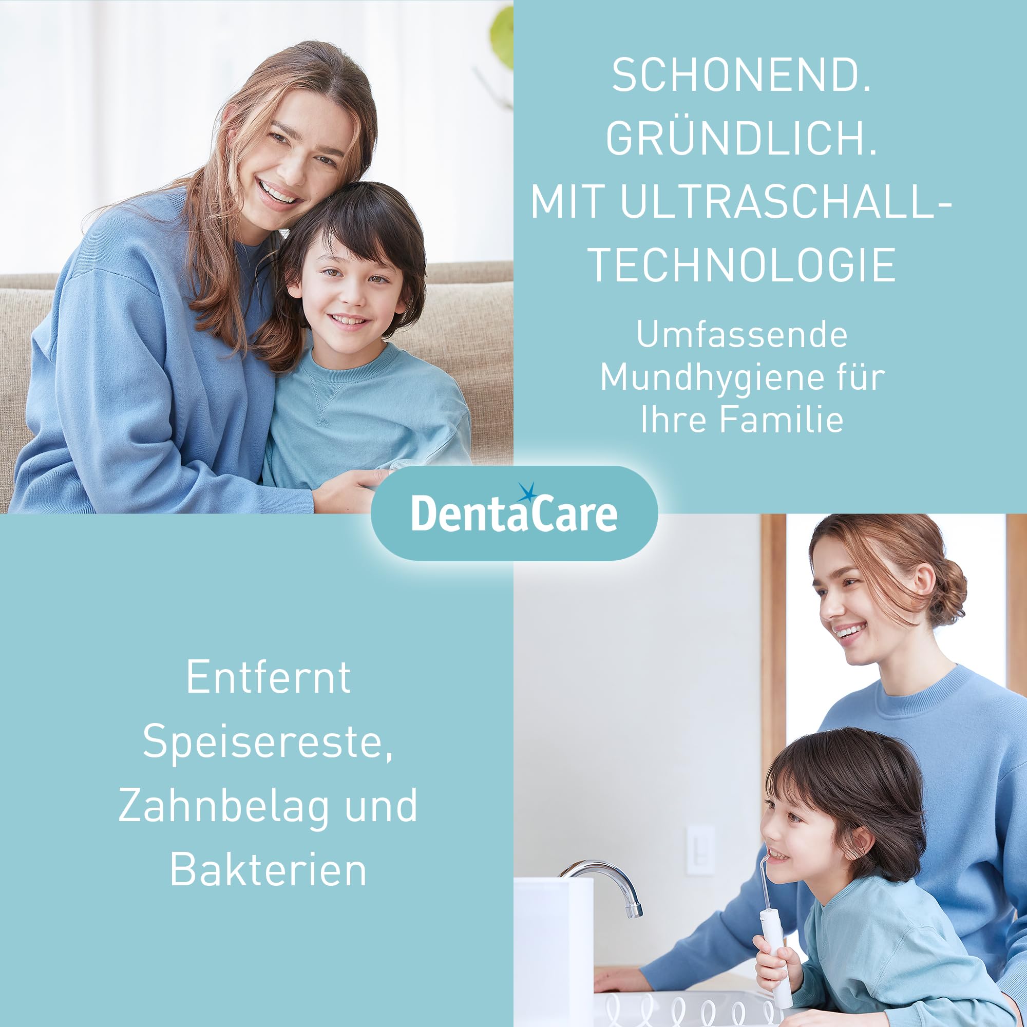 Panasonic EW1614AW503-PACK Familien-Munddusche, Munddusche für Zähne, Ultraschallstrahl, Kindermodus, 10 Druckeinstellungen, IPX7, Kieferorthopädie, 5 Düsen, Netzbetrieb, Weiß