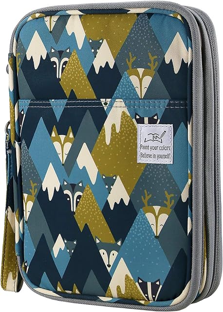 YOUSHARES 192 Slots Colored Pencil Case, Large Capacity Pencil Holder Pen Organizer Bag with Zipper for Prismacolor Watercolor Coloring Pencils, Gel Pens for Artist (Grey Fox)