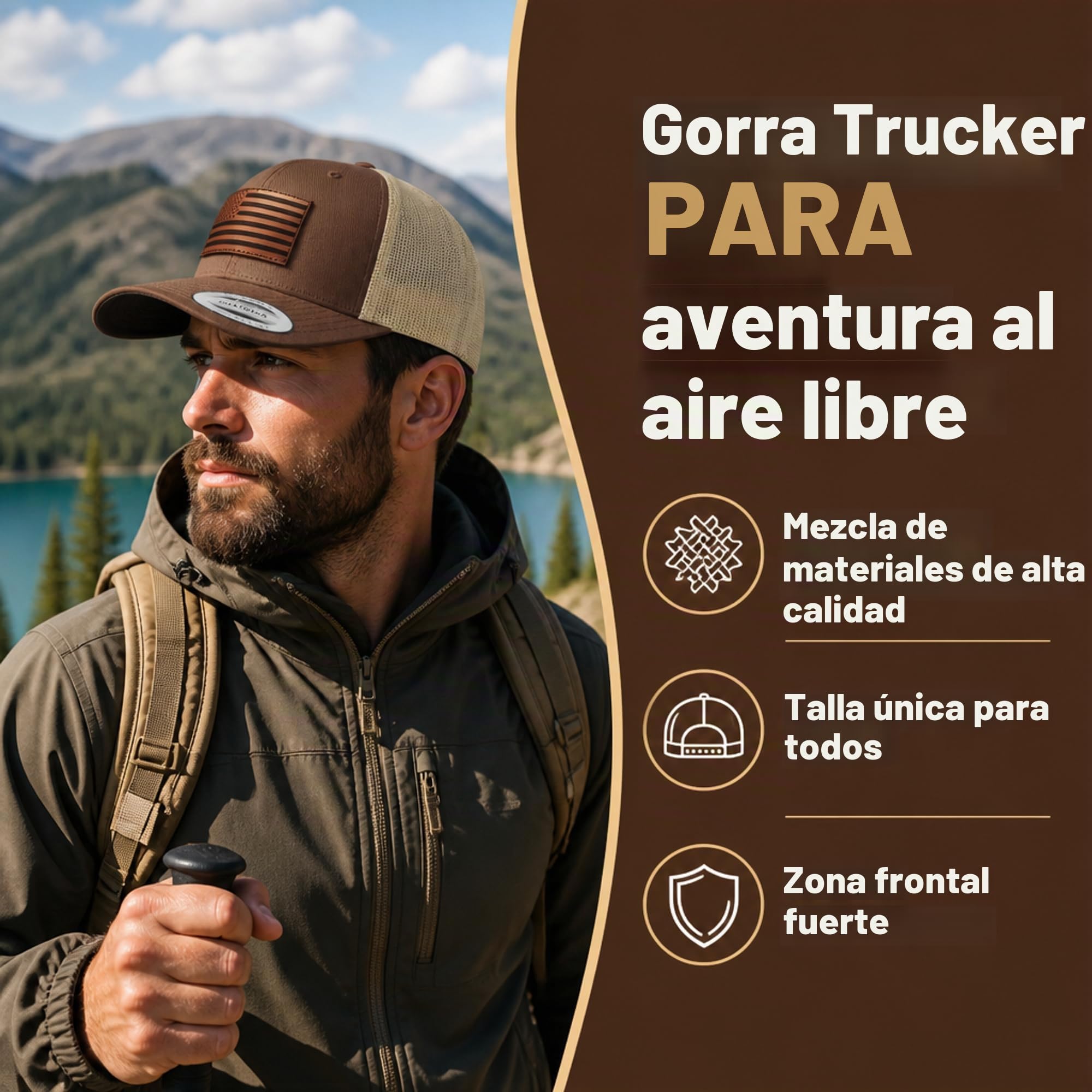 Gorra de camionero Flexfit Snapback: Bandera de Estados Unidos - Ejército Militar América Gorra al aire libre - Regalo para cazadores Gorra de béisbol Naturaleza Gorra Gorra de Malla Exterior Equipo
