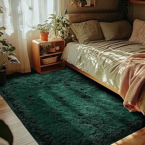 Vista 120 de Alfombras para dormitorio de niñas sala de estar: alfombra de área peluda de 5 x 7 para sala de juegos de niños, alfombra peluda de felpa pastel