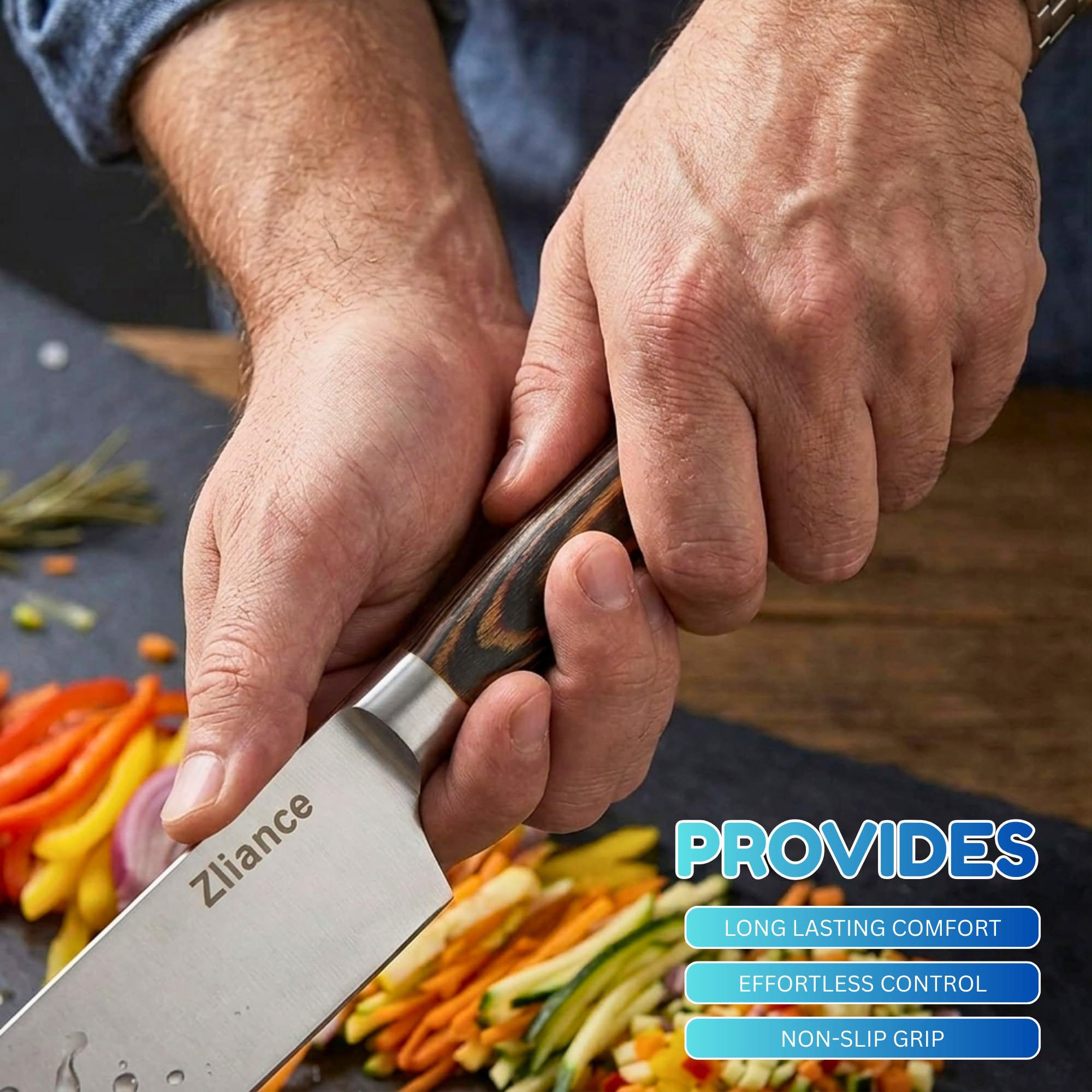 8 Inch Chef Knife, High Carbon Stainless Steel, Pakkawood Handle — Amazon image 5