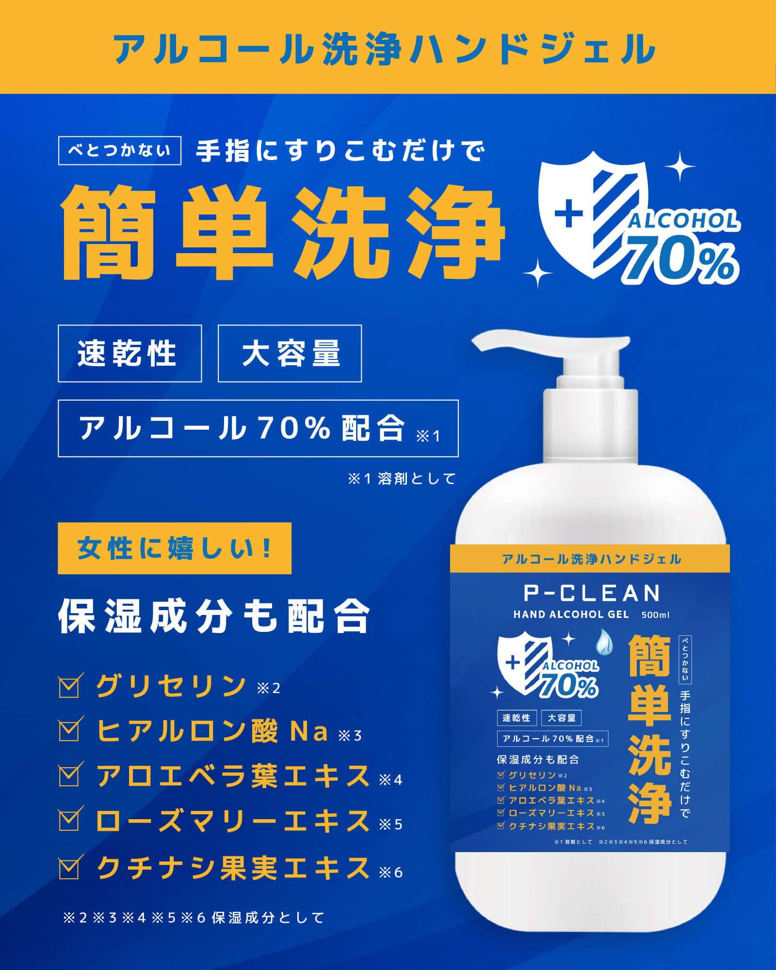 Amazon.co.jp: Pクリーン 洗浄ハンドジェル アルコール配合 保湿成分