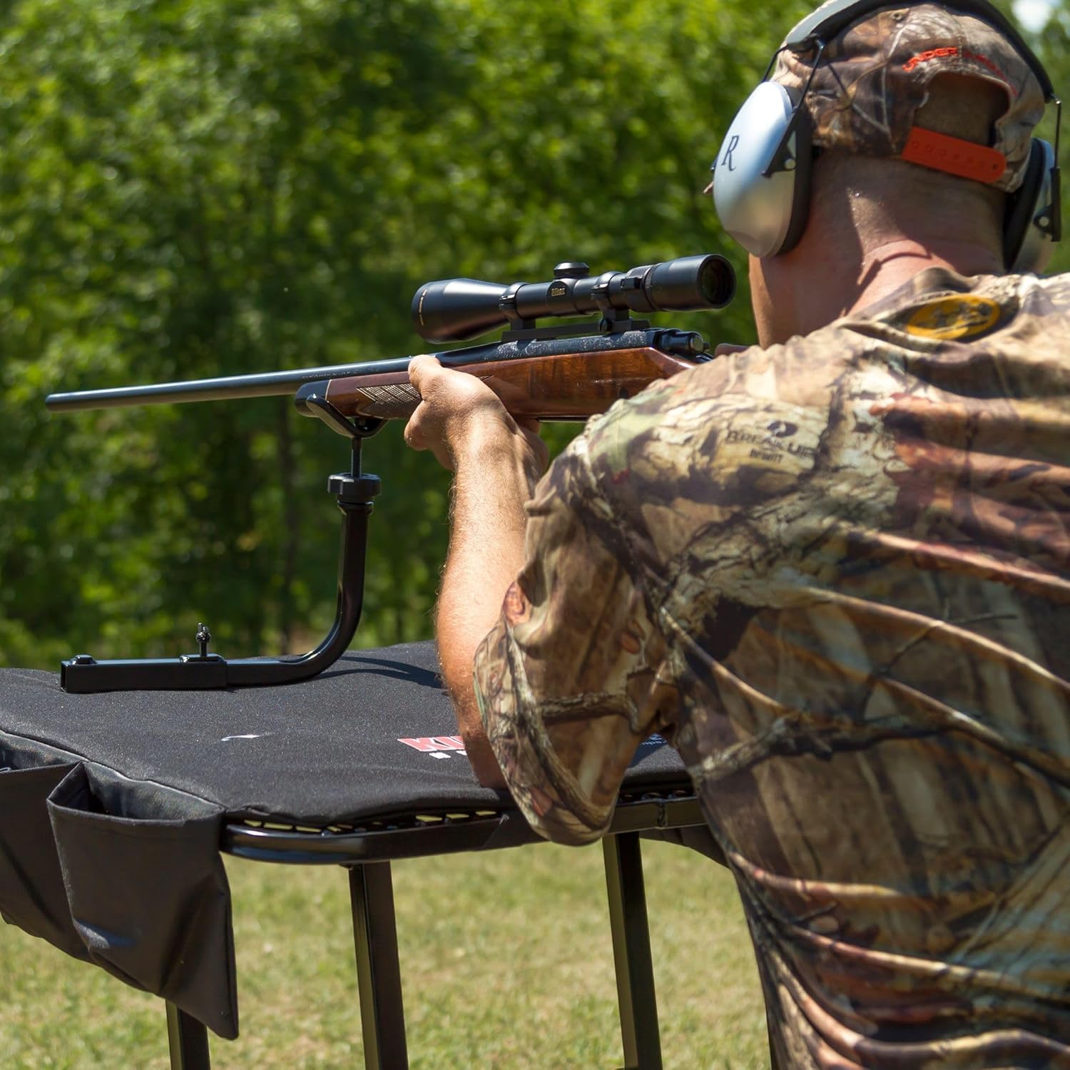 Kill Shot Portable Shooting Bench Seat 300 lb Capacity with Adjustable Table & Gun Rest