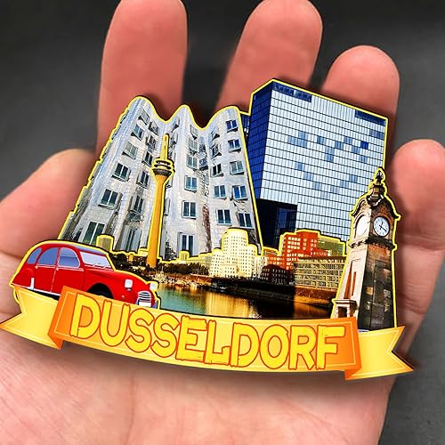 Miniatura 4 de Imán de madera de Alemania Dusseldorf 3D para nevera, recuerdos coleccionables, decoración hecha a mano, artesanías 2