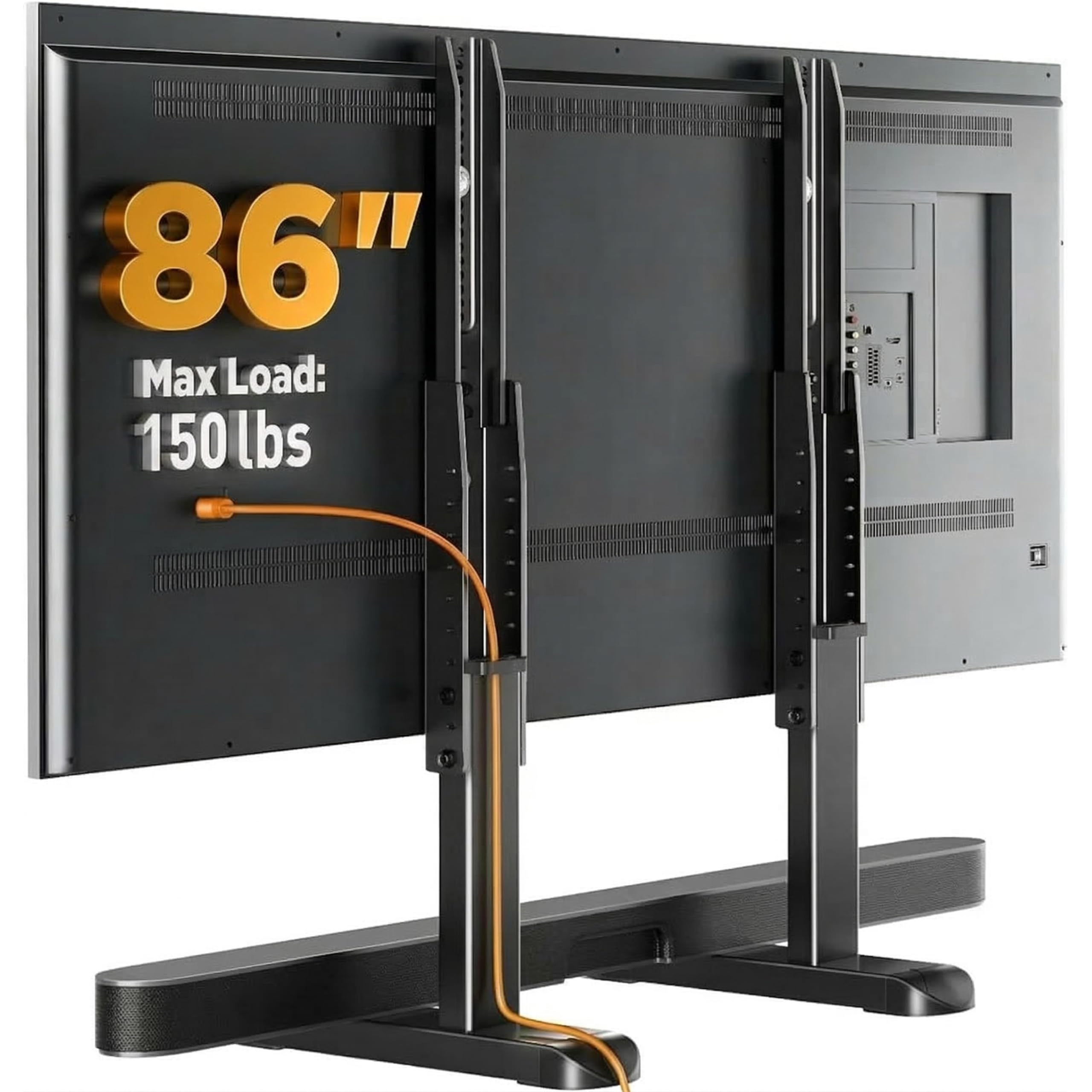 perlegear universal tv stand legs for most 37–86 inch tvs up to 150 lbs, height adjustable tv legs replacement suitable for soundbar, table top stand base max vesa 800 x 500mm, pgtvs20