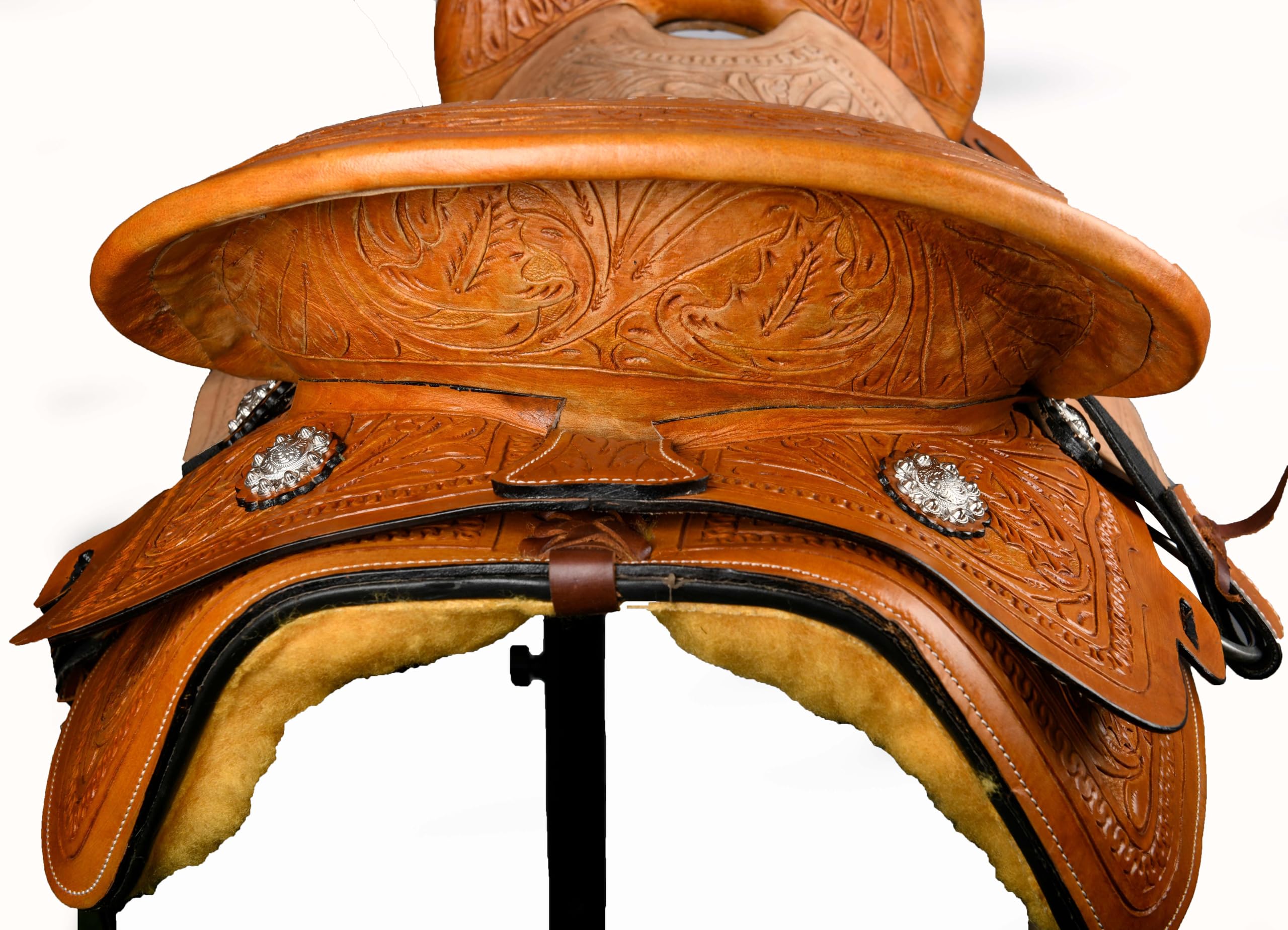 Hulara Westernsattel aus Leder, geschnitzt, bequemer Sitz, Größe 38,1 cm, Westernsattel für Pferde, Fass-Rennsattel