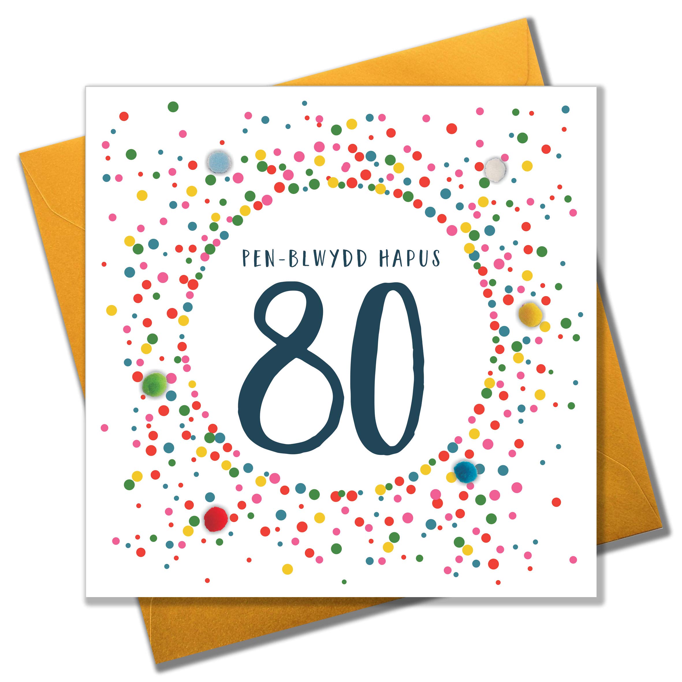 Pom Pom "80th" Greeting Card