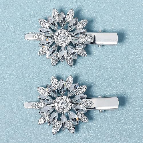 Miniatura 4 de Missgrace Pinzas para el cabello delicadas con flores de cristal brillante para bodas, bailes, fiestas, novia, diamantes de imitación, accesorios