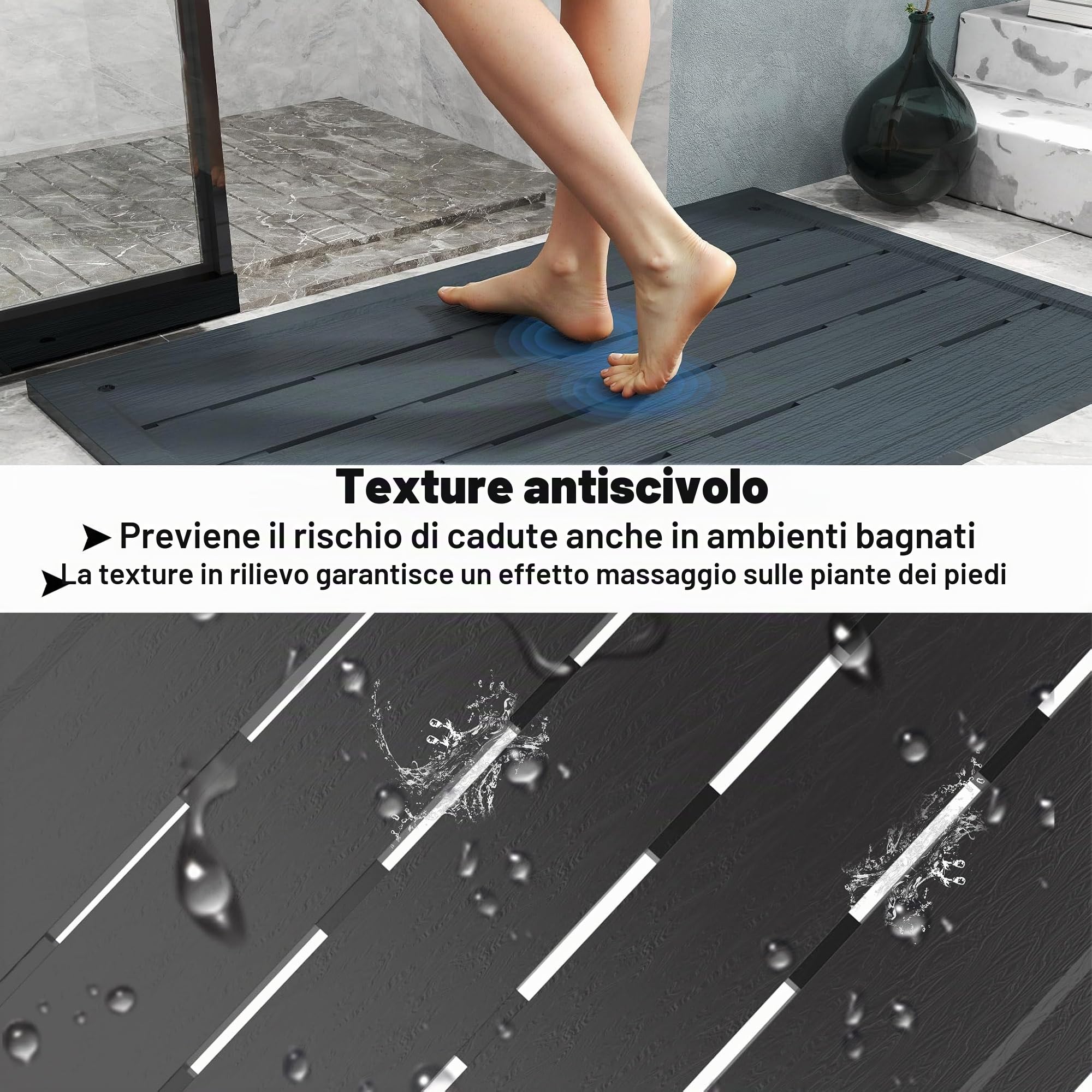 FIVMEN Elemento da pavimento in plastica per doccia solare, doccia da giardino, doccia esterna, antiscivolo, protezione UV, per doccia da piscina, scala per piscina, 100 x 65 x 4 cm