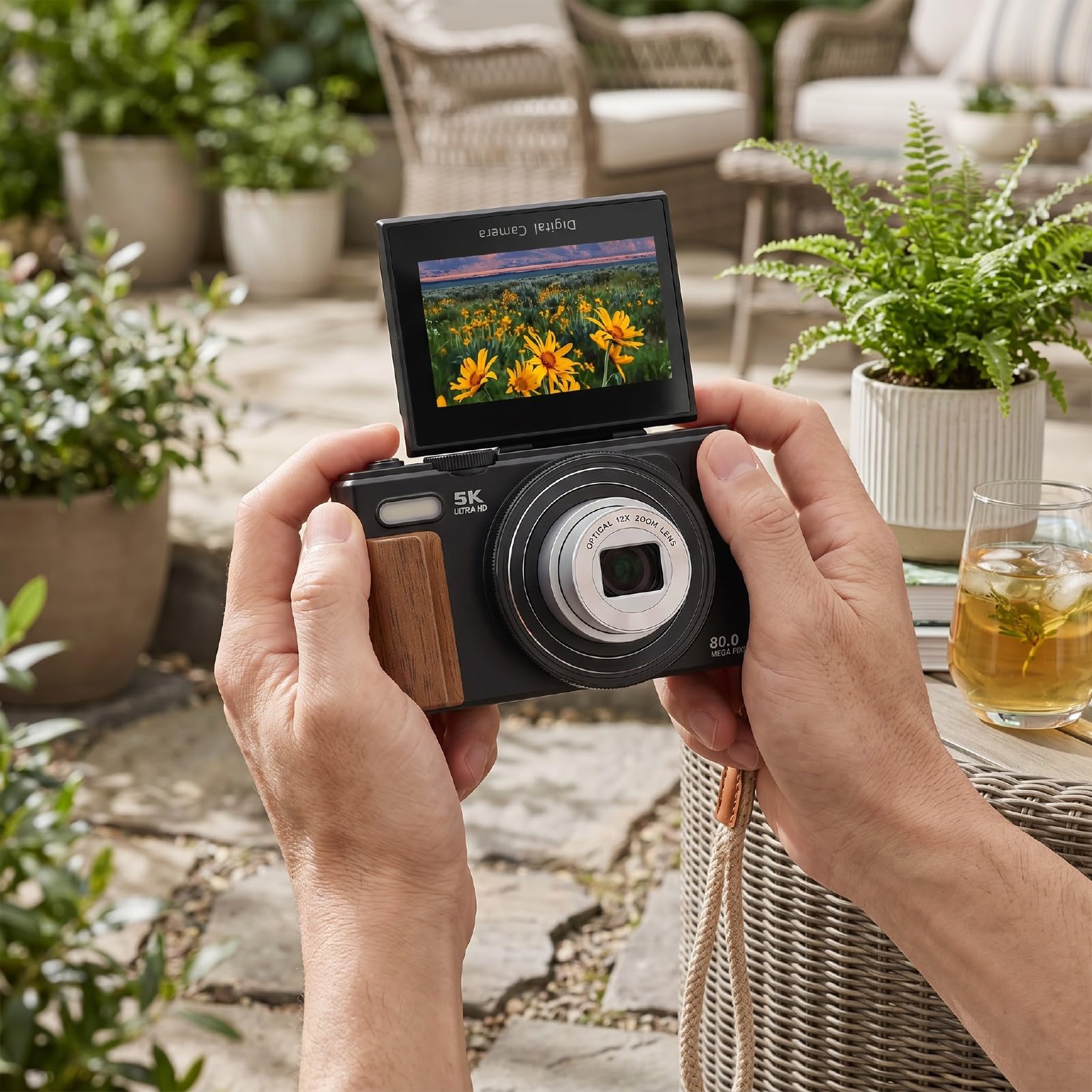 XUMIUZIY Fotocamera Digitale 5K, WiFi Zoom Ottico 12X Messa a Fuoco Automatica per la Fotografia di Viaggio