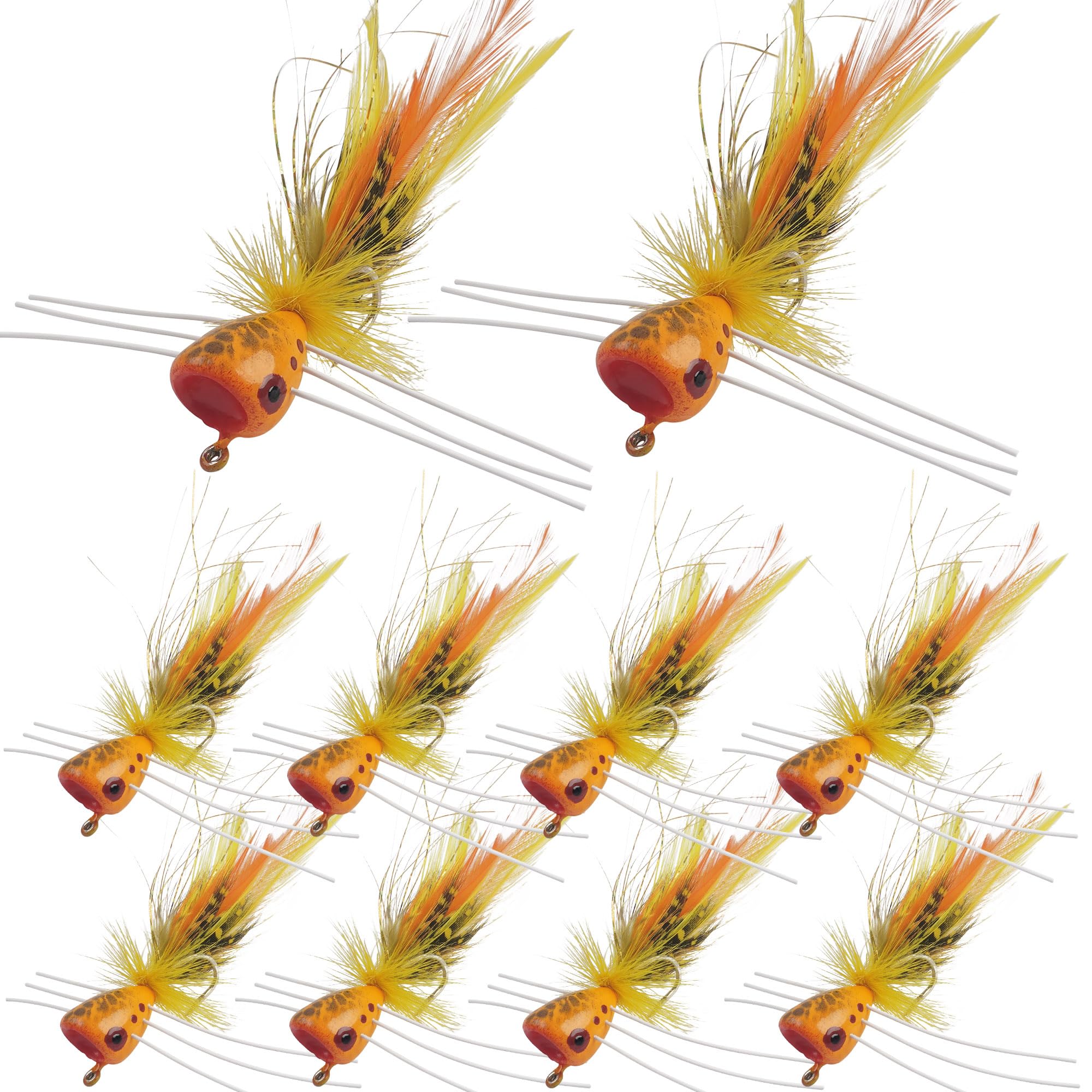 Topwater Fliegenfisch-Köder-Set, Trockenfliegen-Sortiment für Barsch, Panfish, Bluegill, Popper, Köder, Käfer mit Haken, Süßwasser