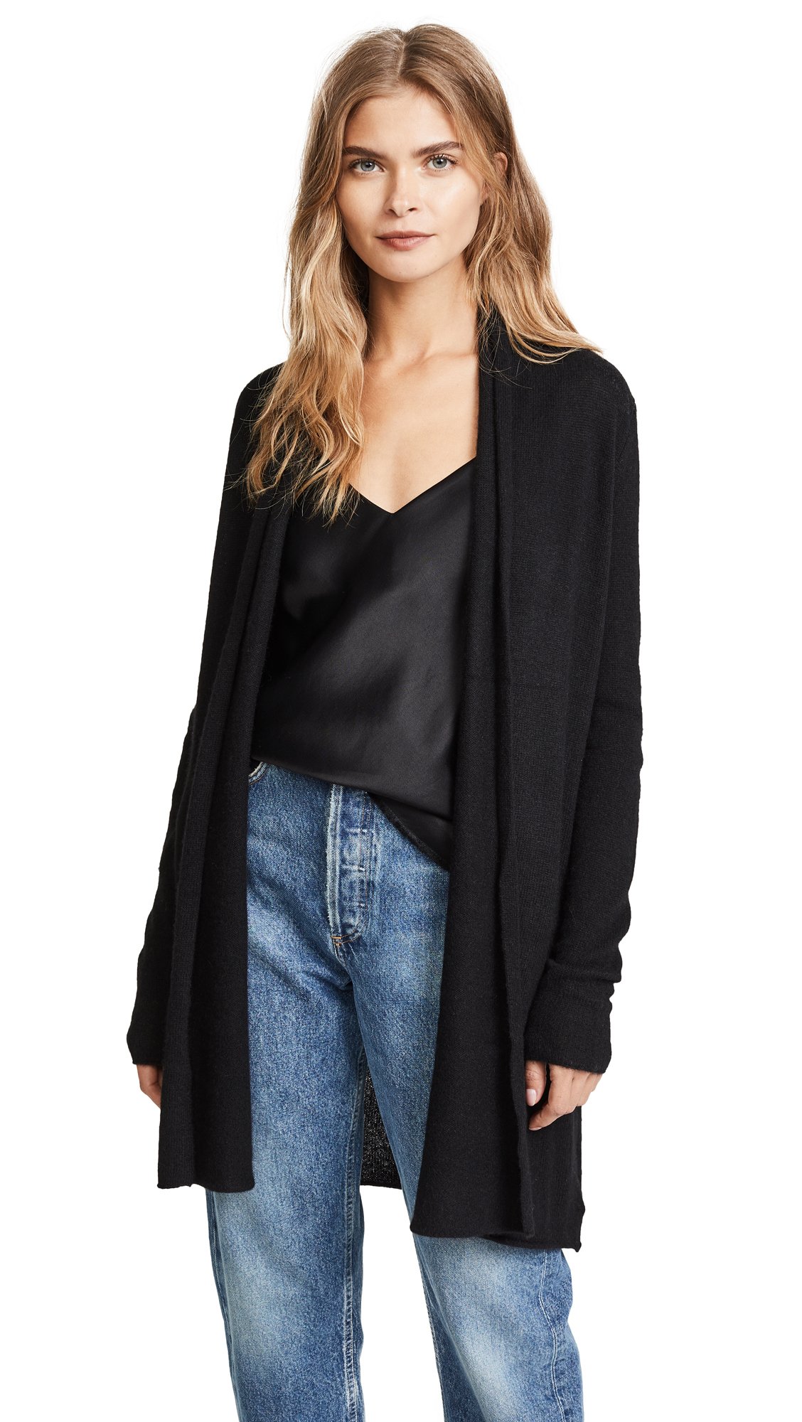 White Warren Womens Essential Trapeze Robe Black S