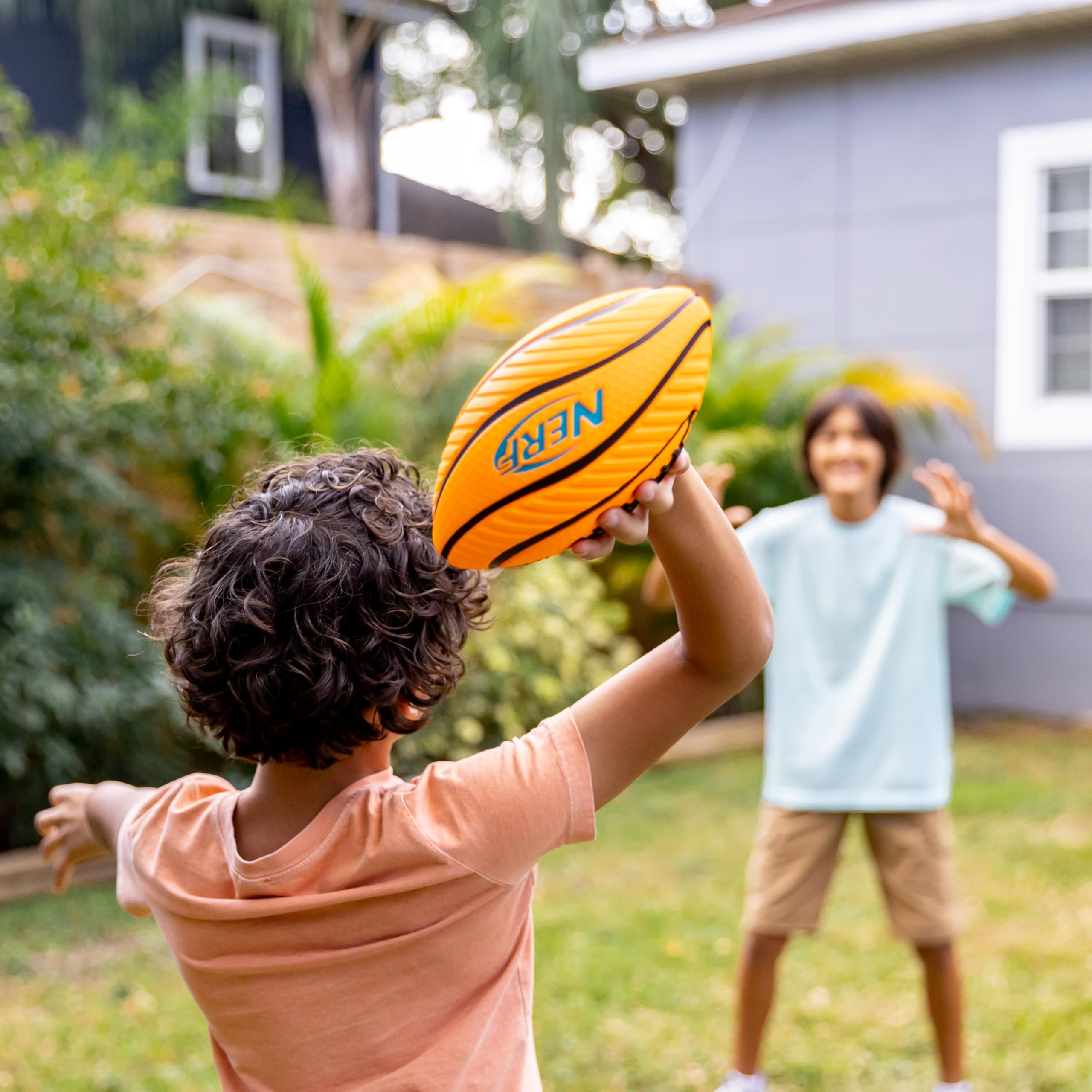 Nerf Kids Foam Football - Spiral Grip Mini Soft Foam Football for Kids - Easy Grip Junior Ball - 8.5" - Image 7