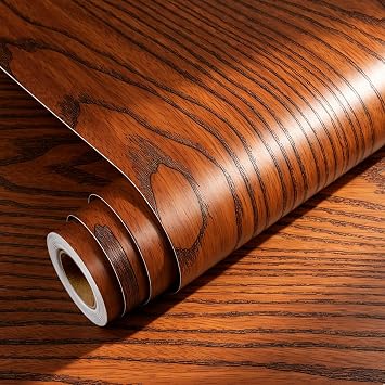 YENHOME Dark Walnut Wood Grain Contact Paper 17.5x23ft Peel and Stick Countertop Vinyl Wrap Waterproof Removable Self Adhesive Wallpaper for Full Cabinet Kitchen Island Vanity Apartment Refinish