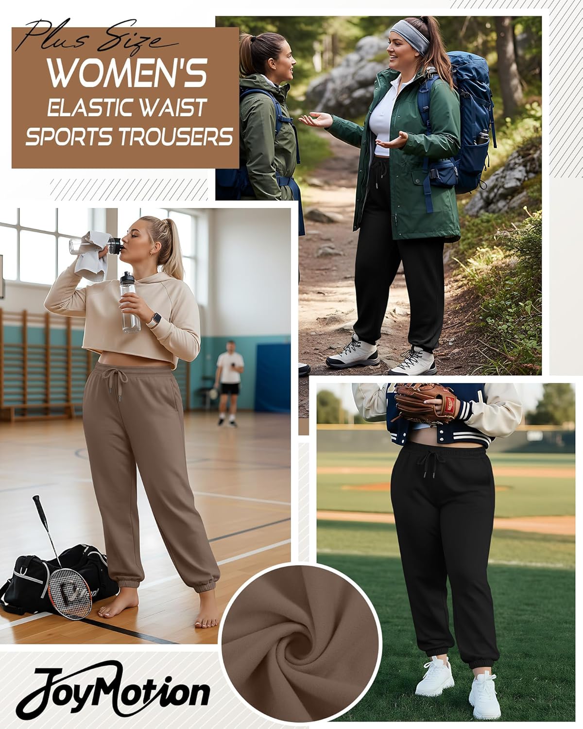 2 Pack Women's Plus Size Joggers, Drawstring Loose Baggy Sweatpants Cozy Athletic Casual Yoga Pants with Pockets - Image 3