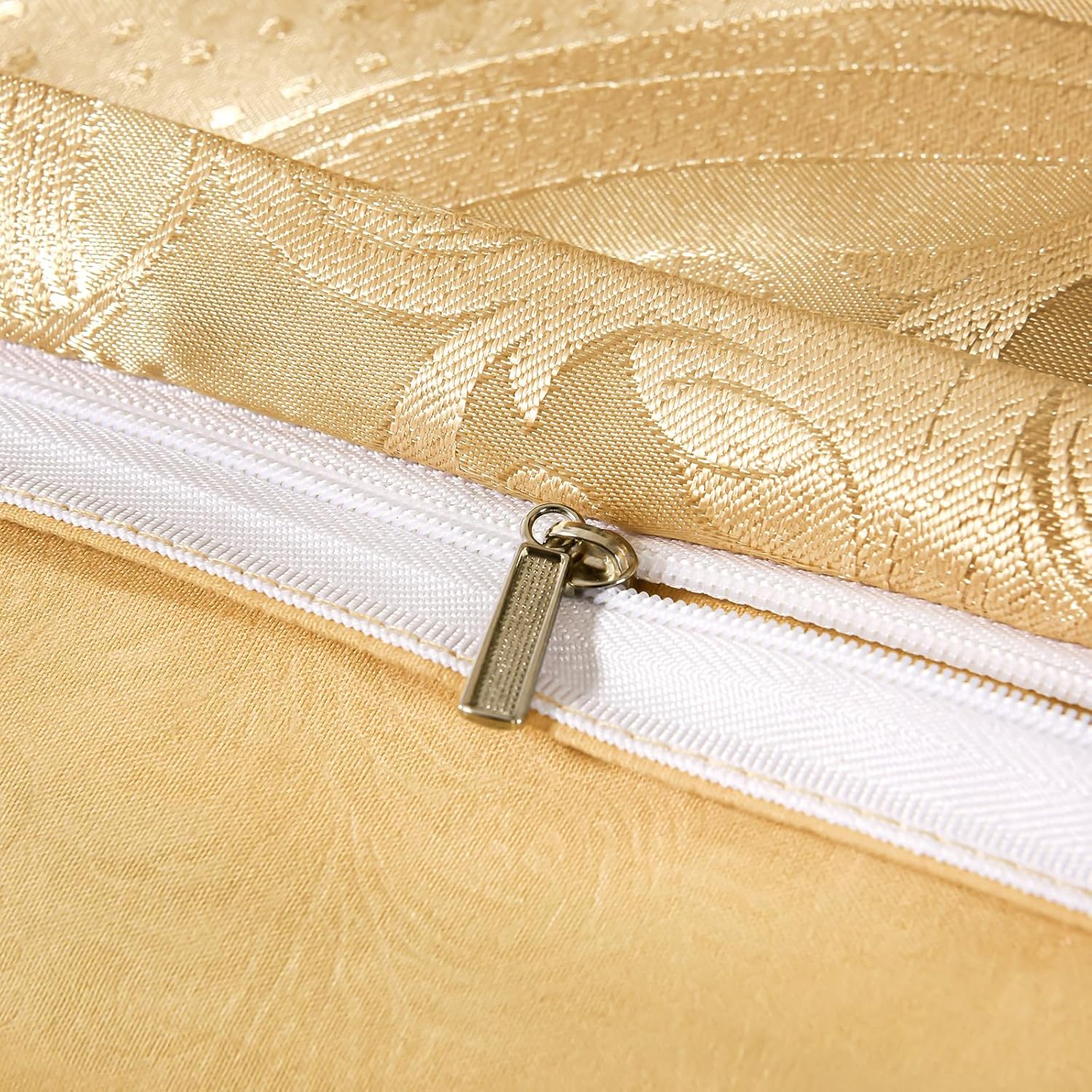 Duvet Cover Set European Luxury Satin Embroidery 3-Piece Bedding Set Soft Comfortable and Lightweight Gold King Duvet Cover (No Quilt) (Gold, King) - Image 5