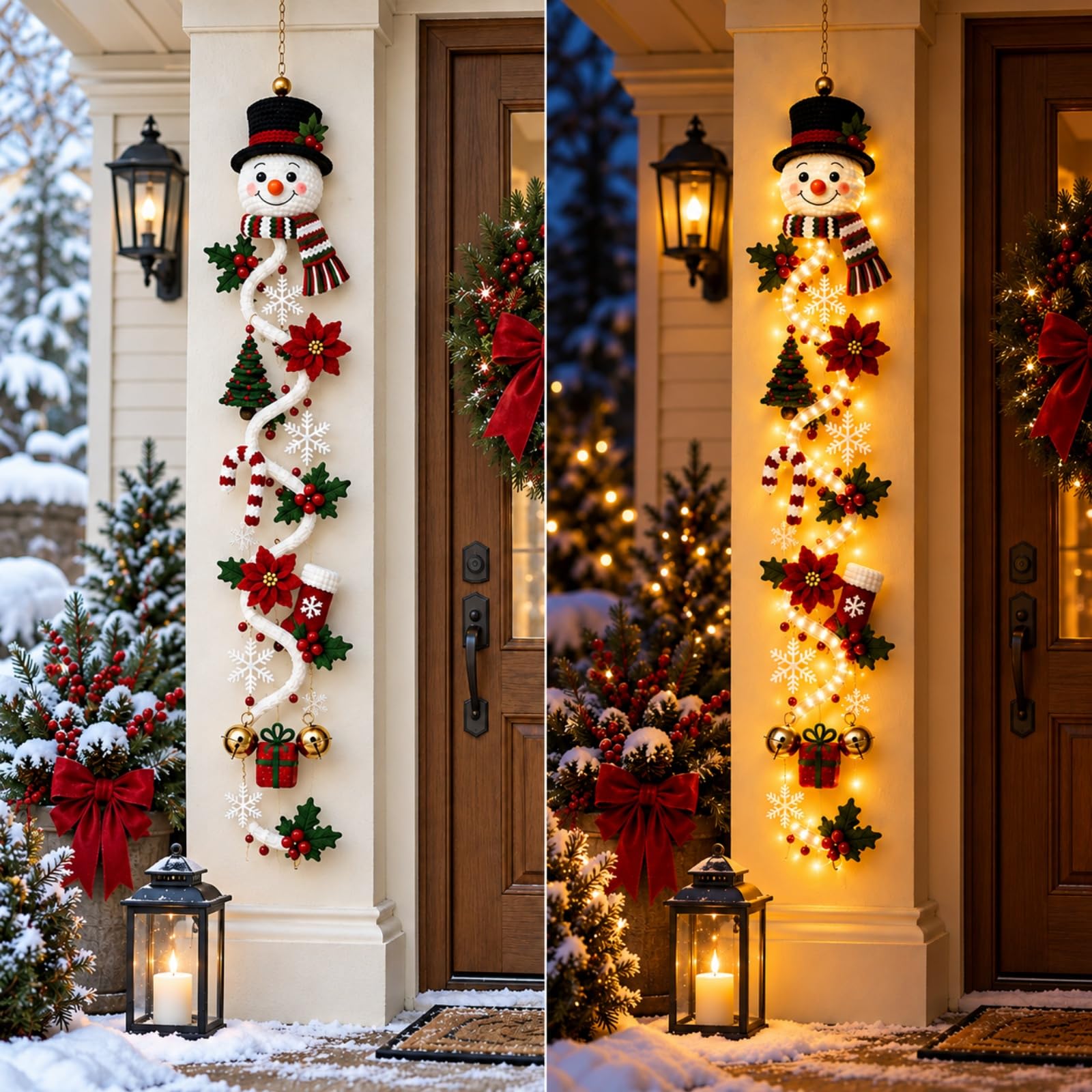 Glowing Christmas Door Hanger, Lighted Christmas Door Hanger，#A