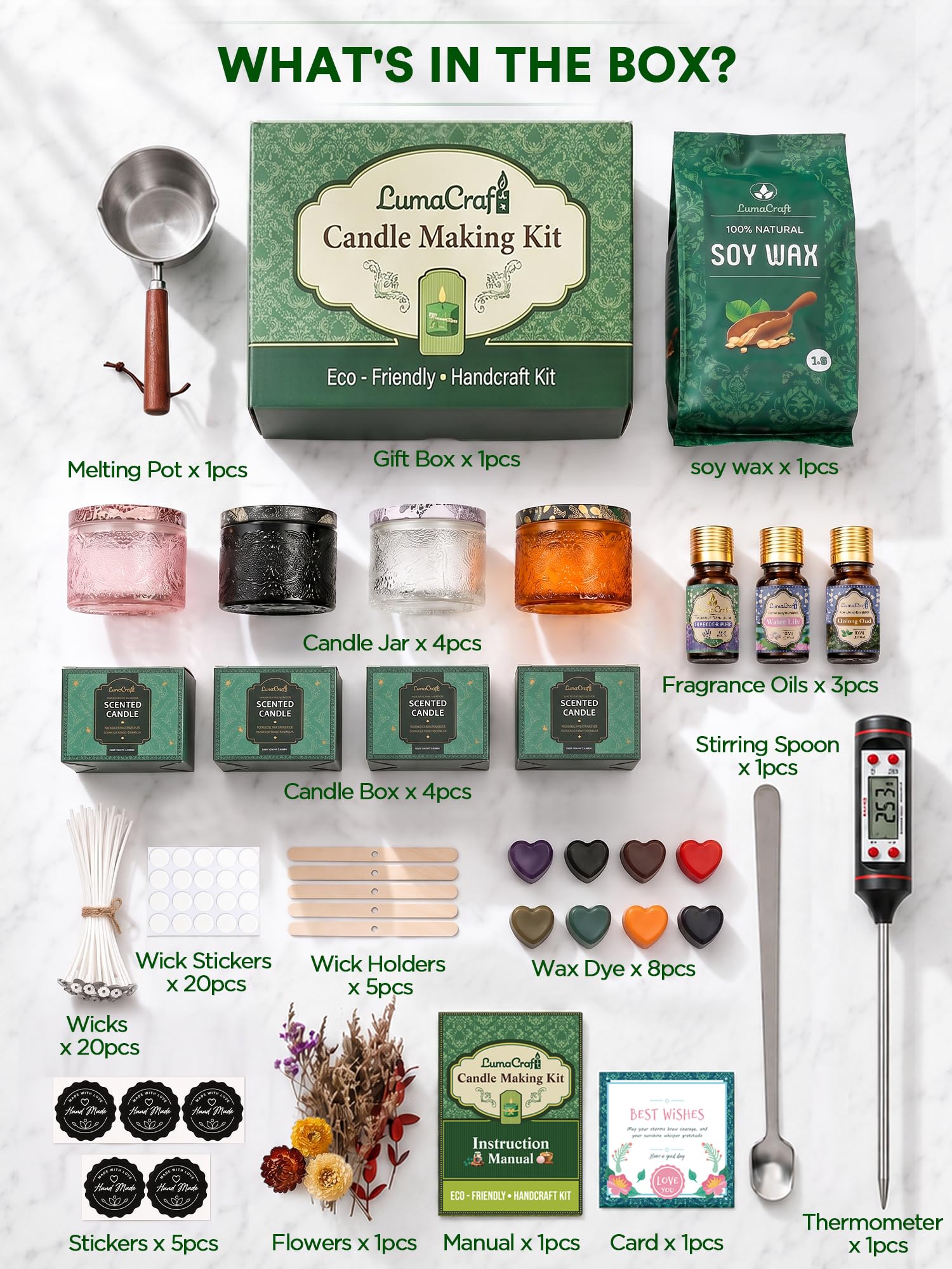 Candela in cera di soia, forniture per la produzione di candele con cera di soia naturale, oli essenziali, tinture per candele e stoppini per candele, regalo fai da te per la casa