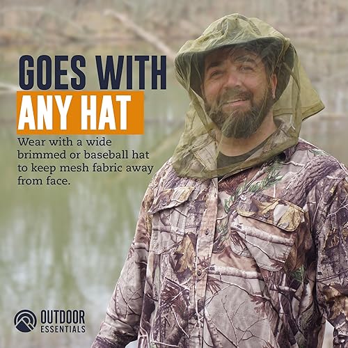 Miniatura 5 de OutdoorEssentials Red para la cabeza de mosquitos, protección facial contra mosquitos, mosquitos, mosquitos mientras pesca o acampa, protección de