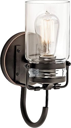 Miniatura 4 de Lámpara de pared Brinley de Kichler, para 1 foco y con pantalla de vidrio transparente, 45576OZ, 100watts, 120 volts