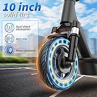 Vista 6 de Scooter eléctrico, motor de 500W, neumáticos sólidos de 10 pulgadas, rango de 28 millas, suspensiones duales, velocidad máxima de 22 MPH, scooter