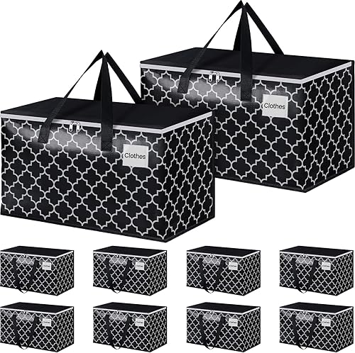 HomeHacks Bolsas de mudanza resistentes con bolsillos para etiquetas, bolsas de almacenamiento plegables para mudanzas, campamento y viajes, cajas