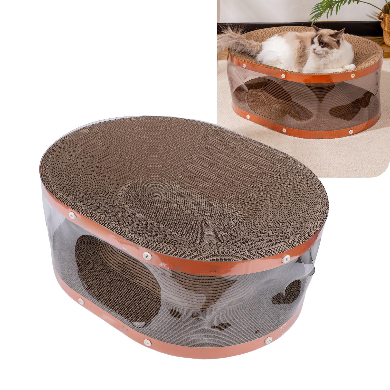 Naroote Tiragraffi per Gatti, Giocattolo Tiragraffi in Cartone Ondulato, Letto a Tunnel 2 in 1 con Cuscino Rimovibile, Ideale per Gatti da Interni
