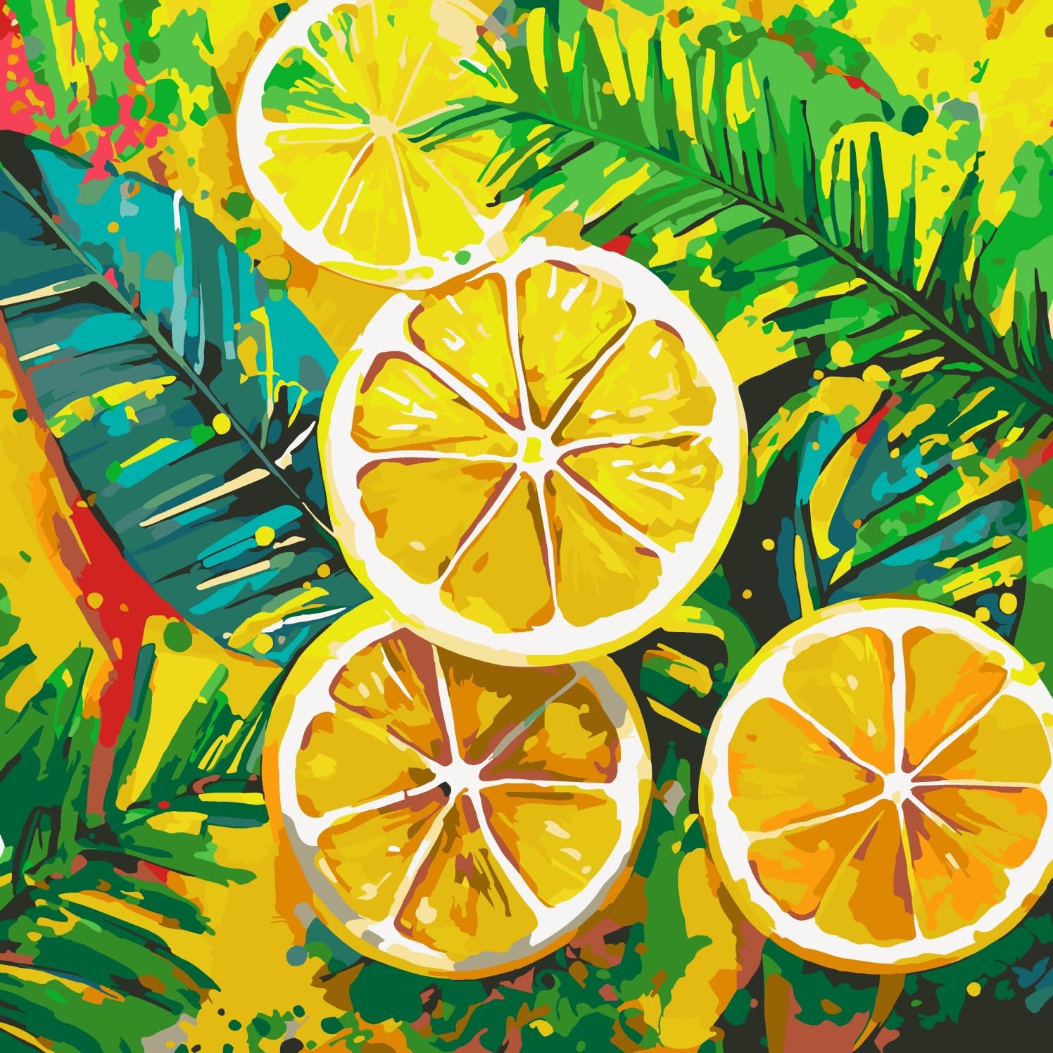 HKLIOPU Fruit Lemon Painting by Number Kits for Adult,DIY Canvas Oil Painting Kit for Beginner,Arts Craft for Home Wall Decor 14x14inch โ image 1